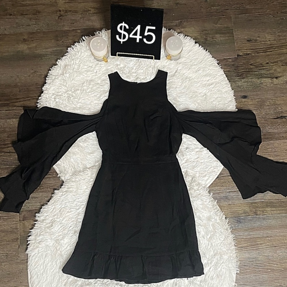 Black Cold Should Long Sleeve Dress